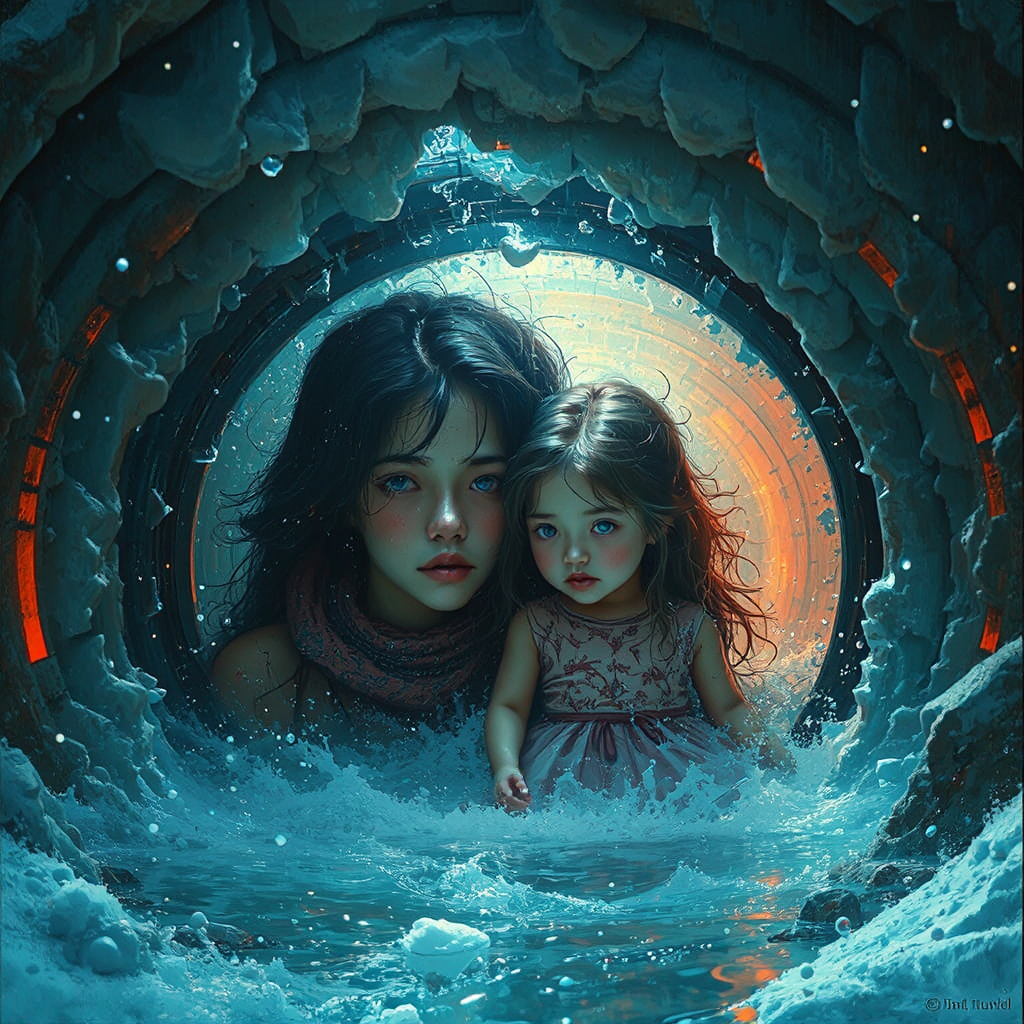 Mother and daughter waking