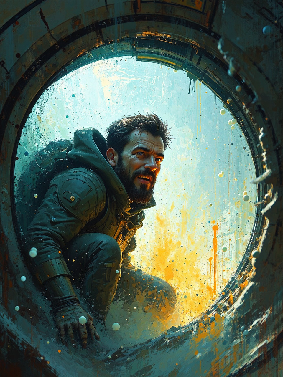 Man emerging from cryopod