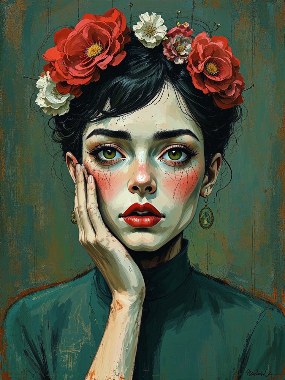 Painting of anguished figures