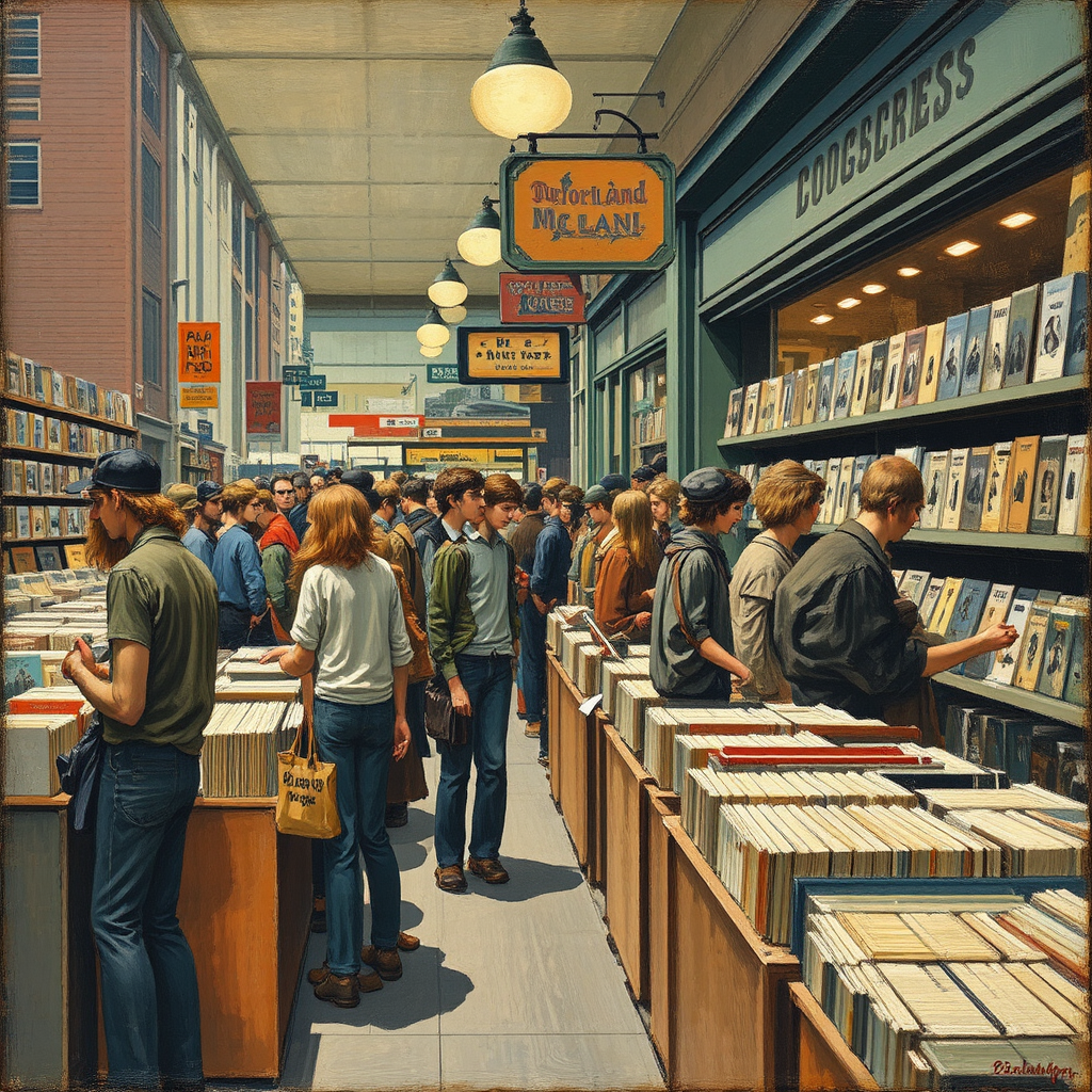 People browsing vinyl records
