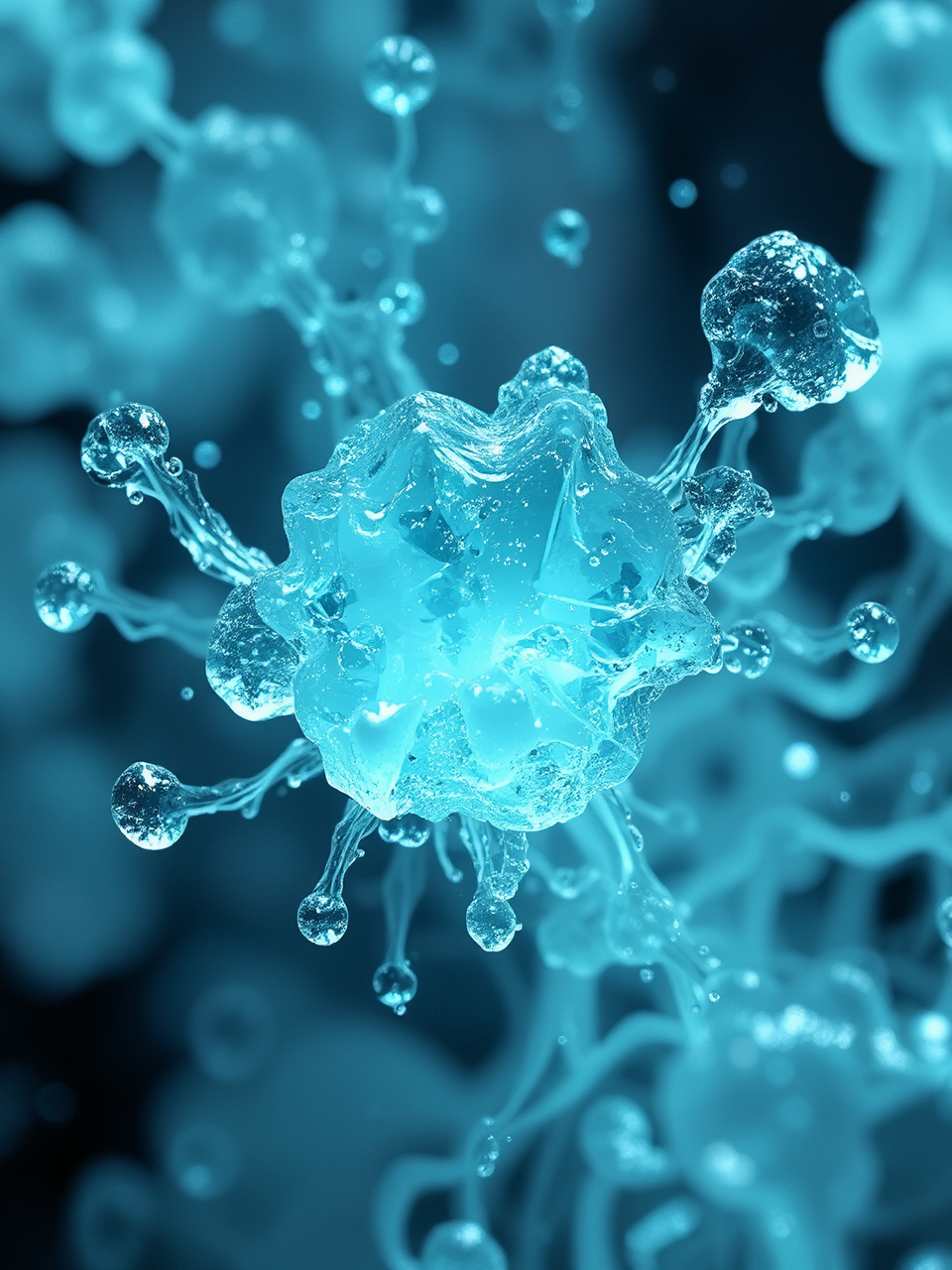 Glowing green chemical element.