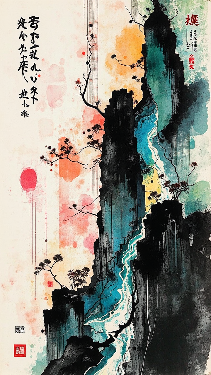 Neon colored geometric 3D