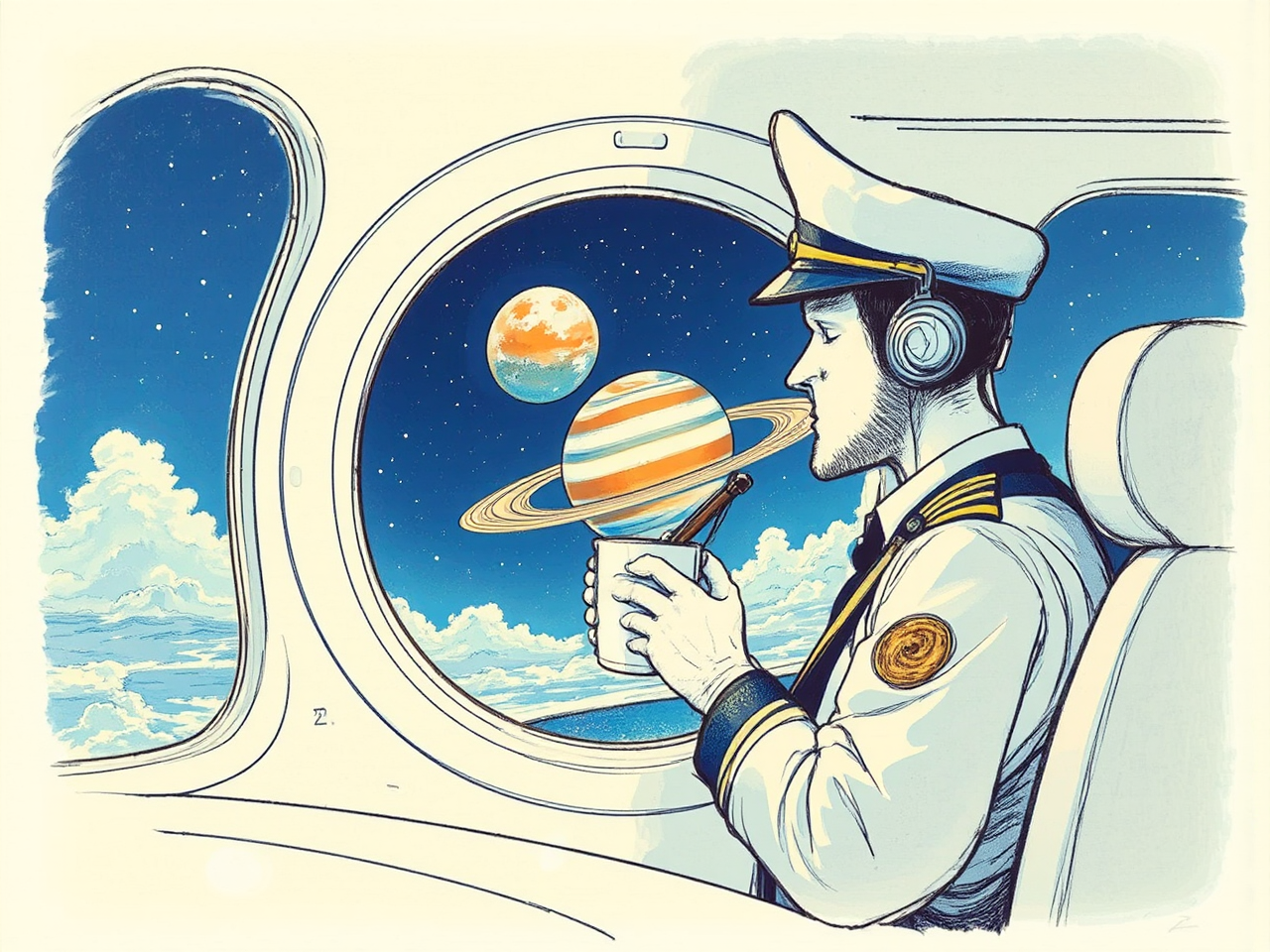 Pilot drinking tea next