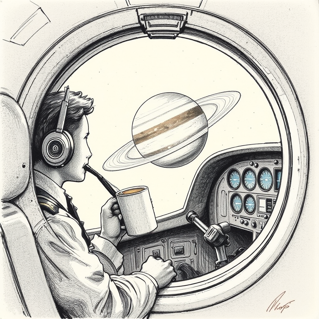 Pilot drinking tea in