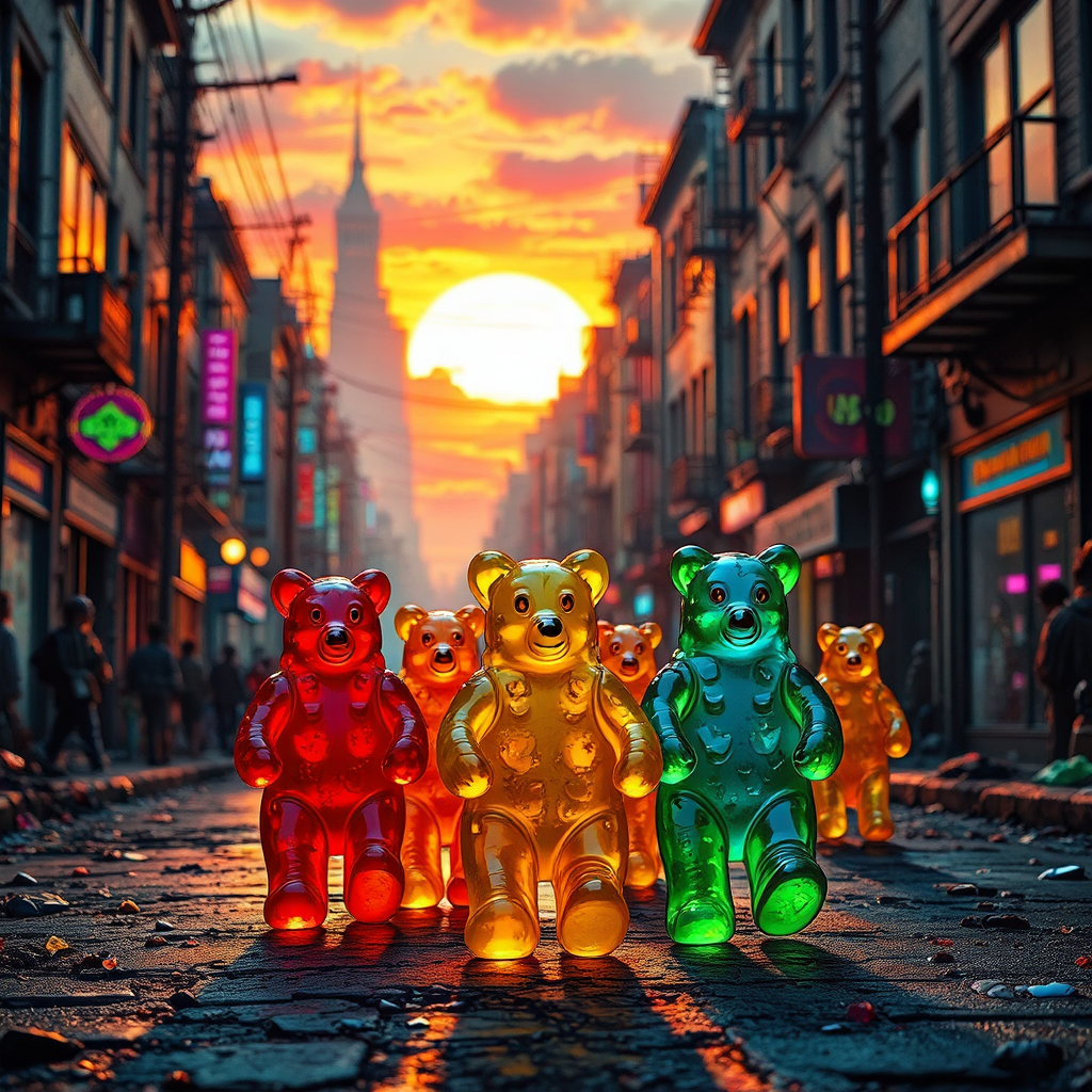 Colored gummy bears on