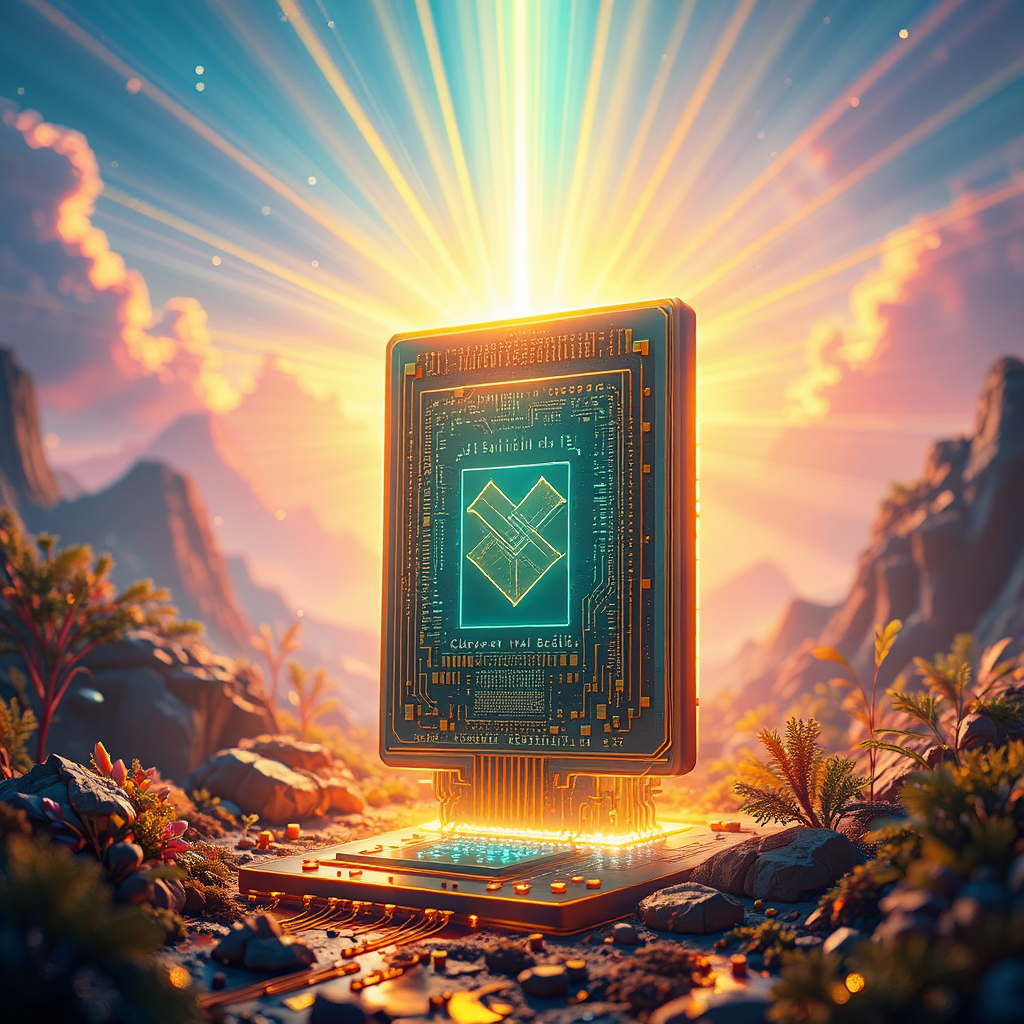 Golden taco-shaped computer chip.