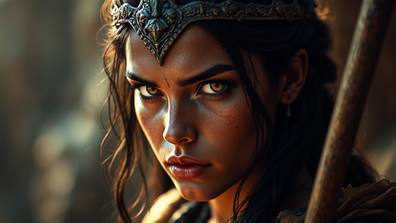 Dark-haired Scythian warrior woman