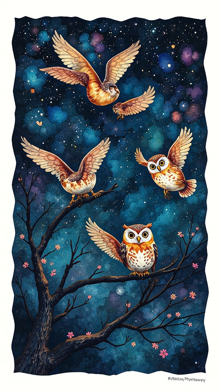 Watercolor-style illustration of flying