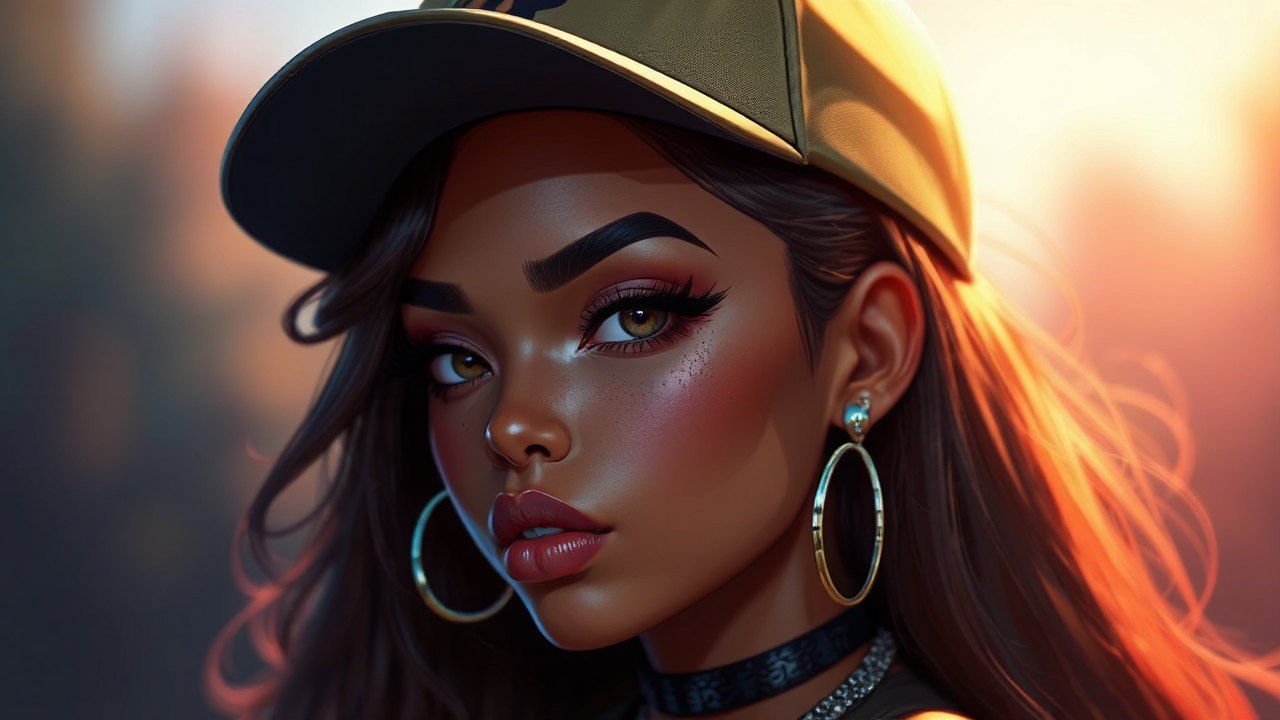 Female rapper in vector