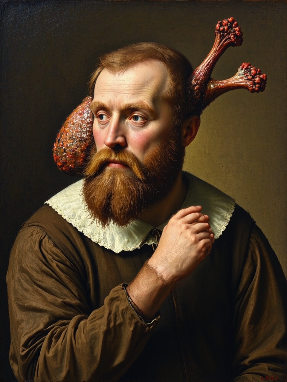 Man holds turkey leg