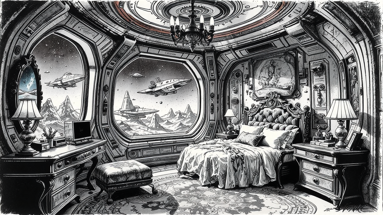 Punk-inspired space station with