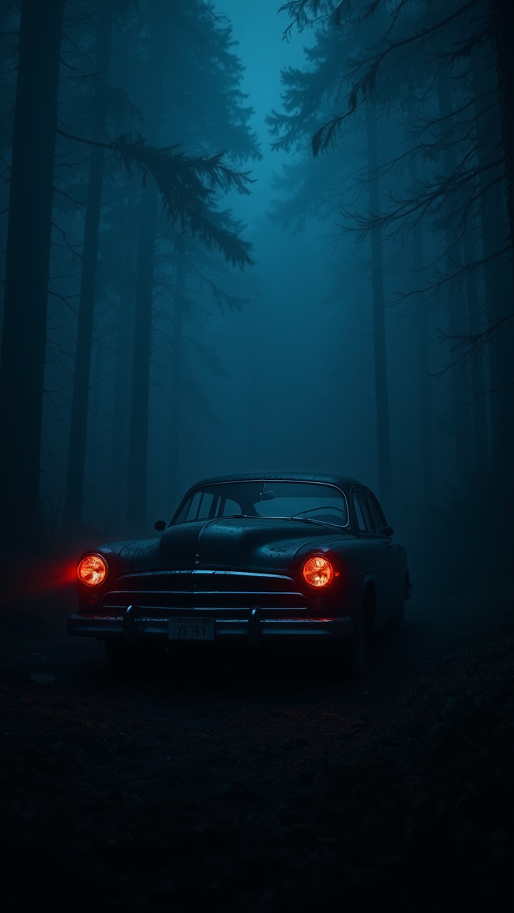 Dark old car in