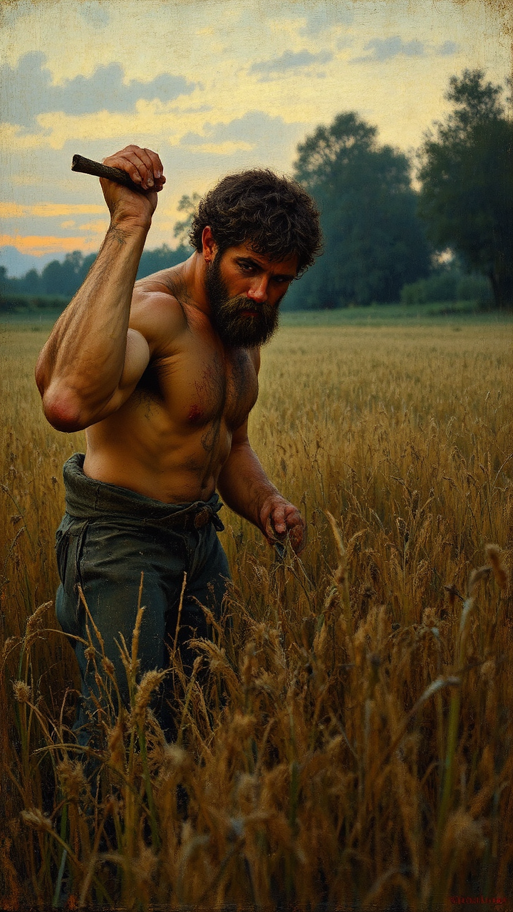 Man farming under declining