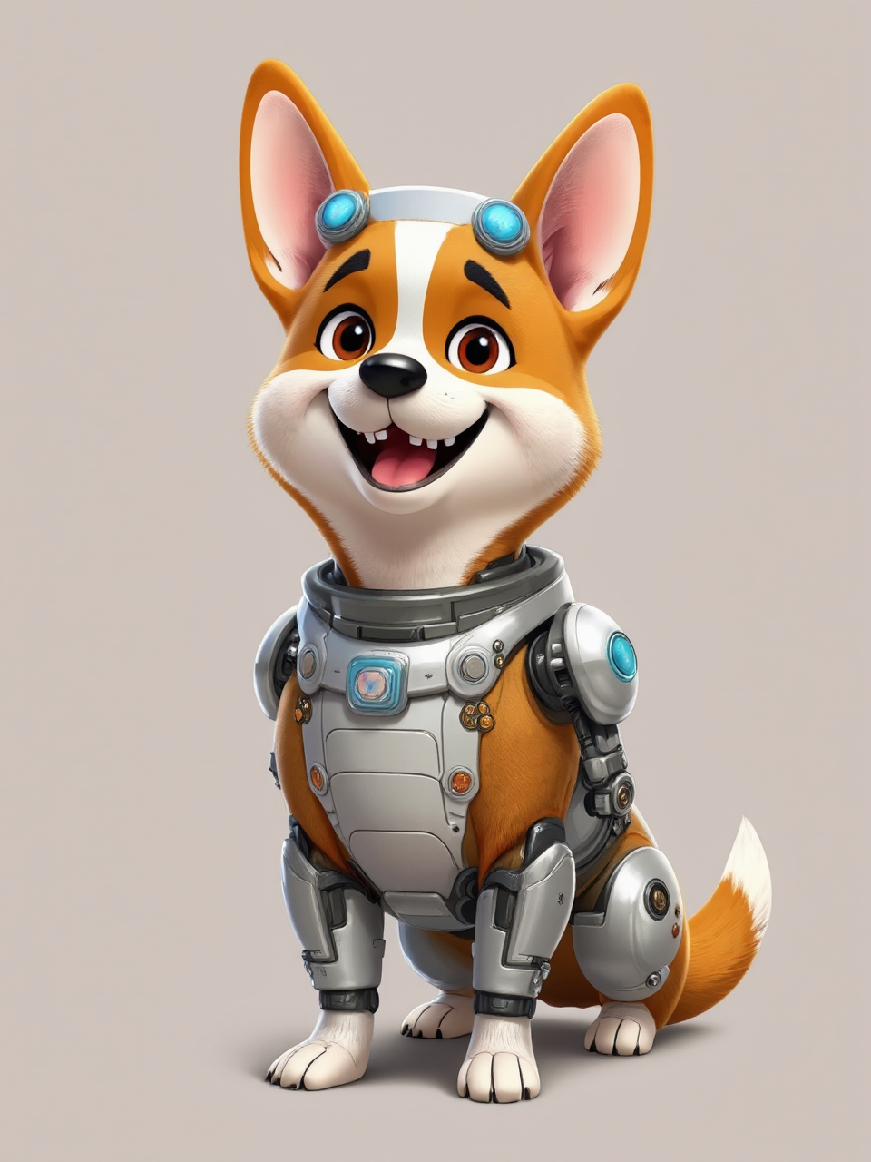 Cybernetic dog character portrait.