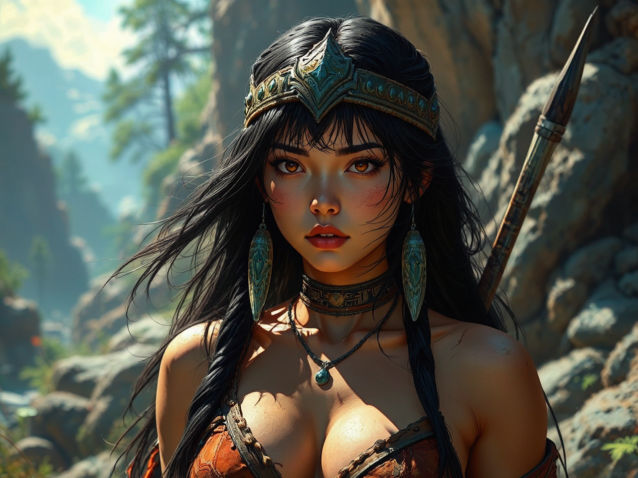 Female Native American warrior.