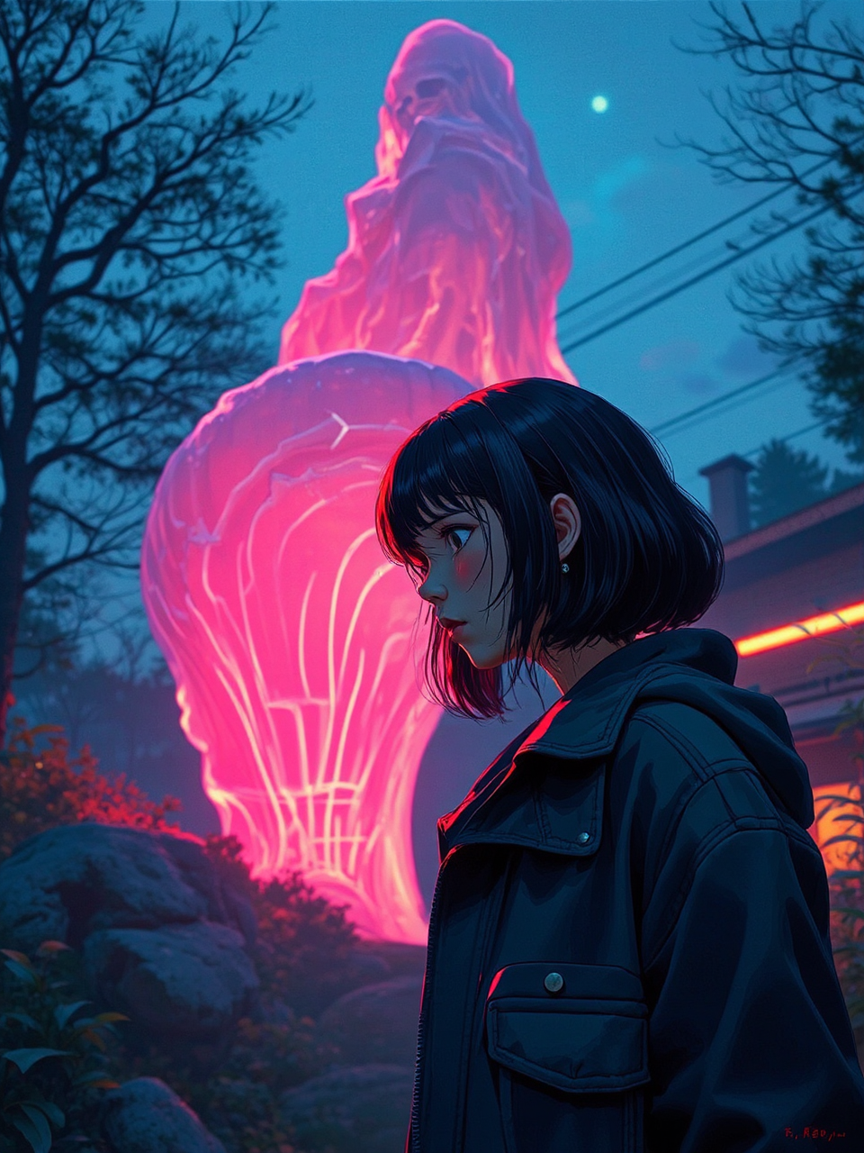 Dark fantasy cityscape with