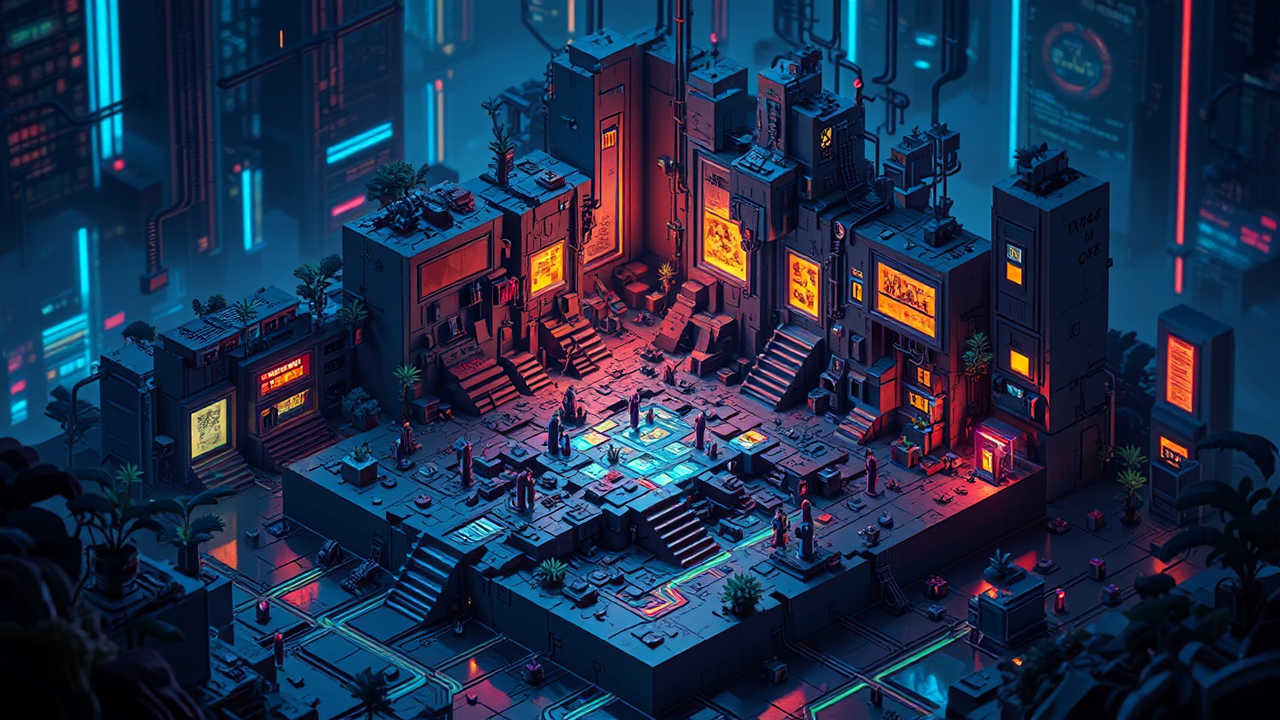 Postcyberpunk nightlight puzzle game