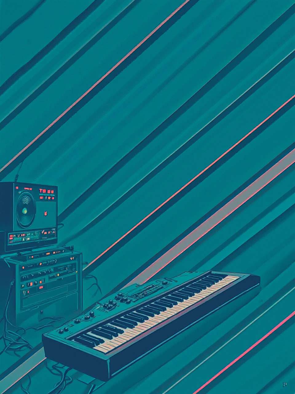 Distorted futuristic electronic cityscape