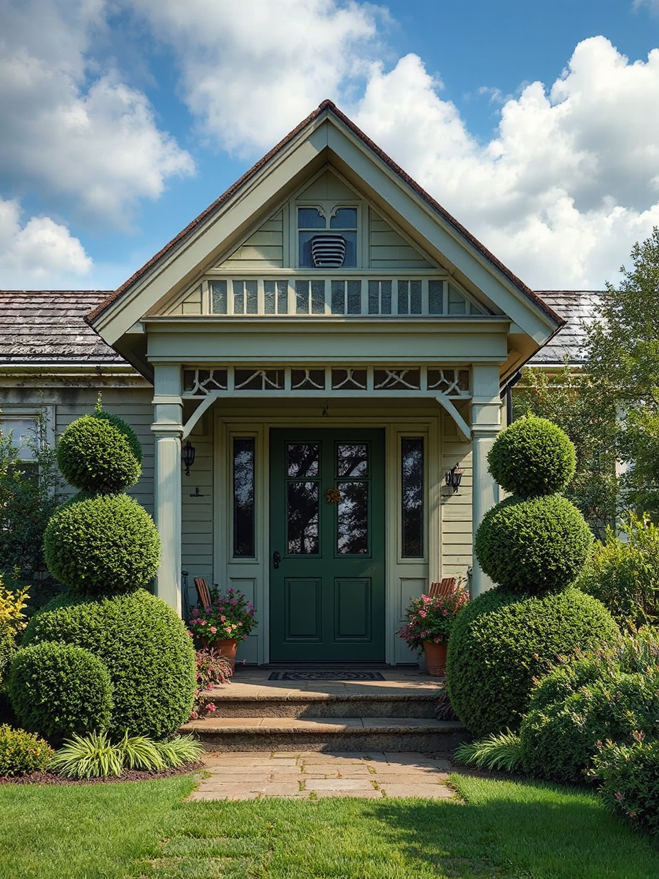 Decorated but unhappy porch.
