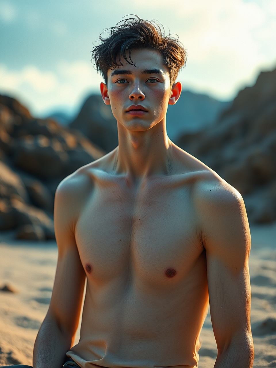 Young man sitting in