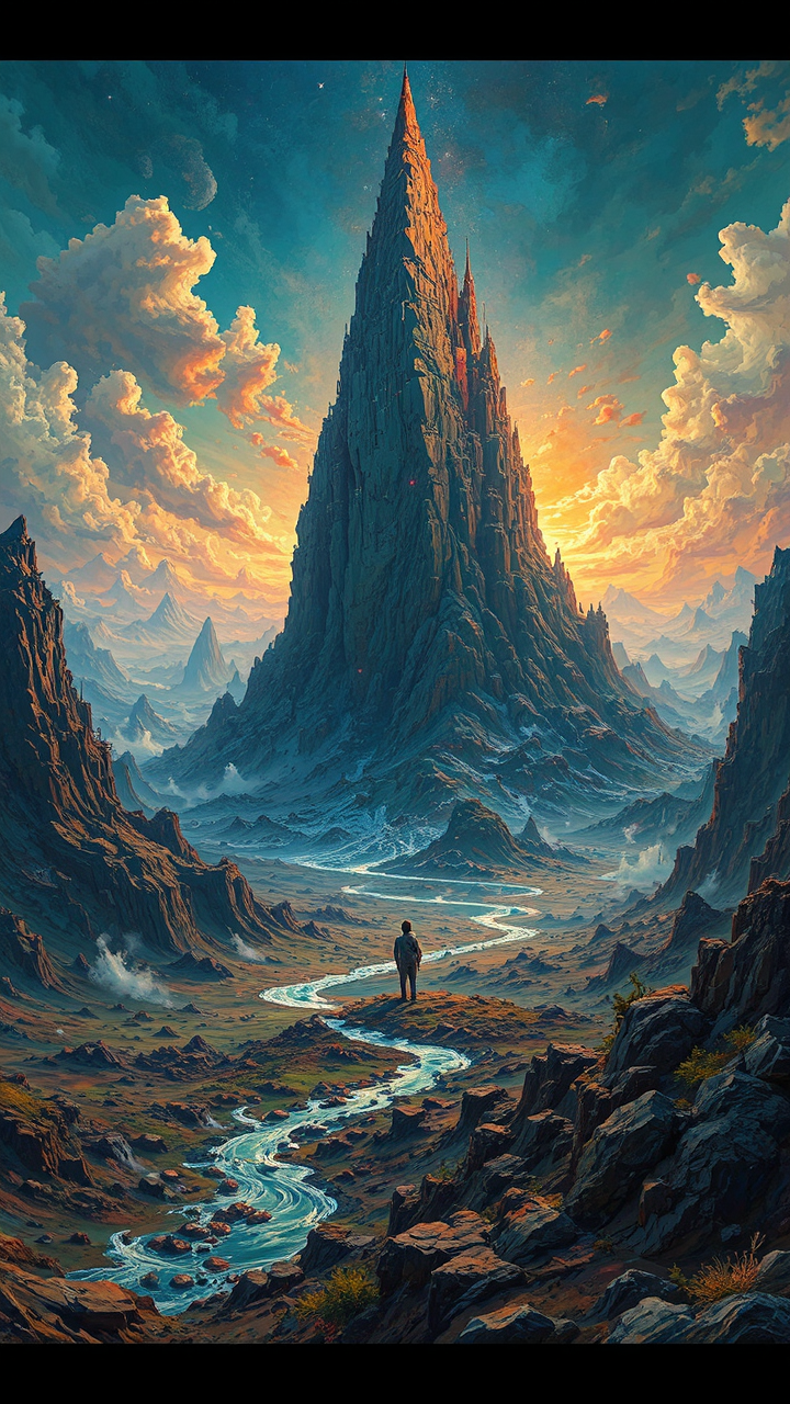 Painting of apocalyptic landscape