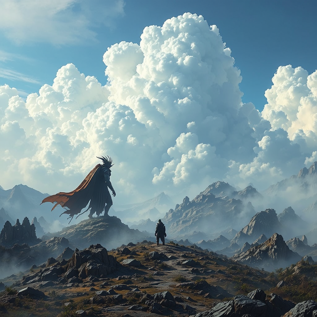 Dramatic landscape with demons