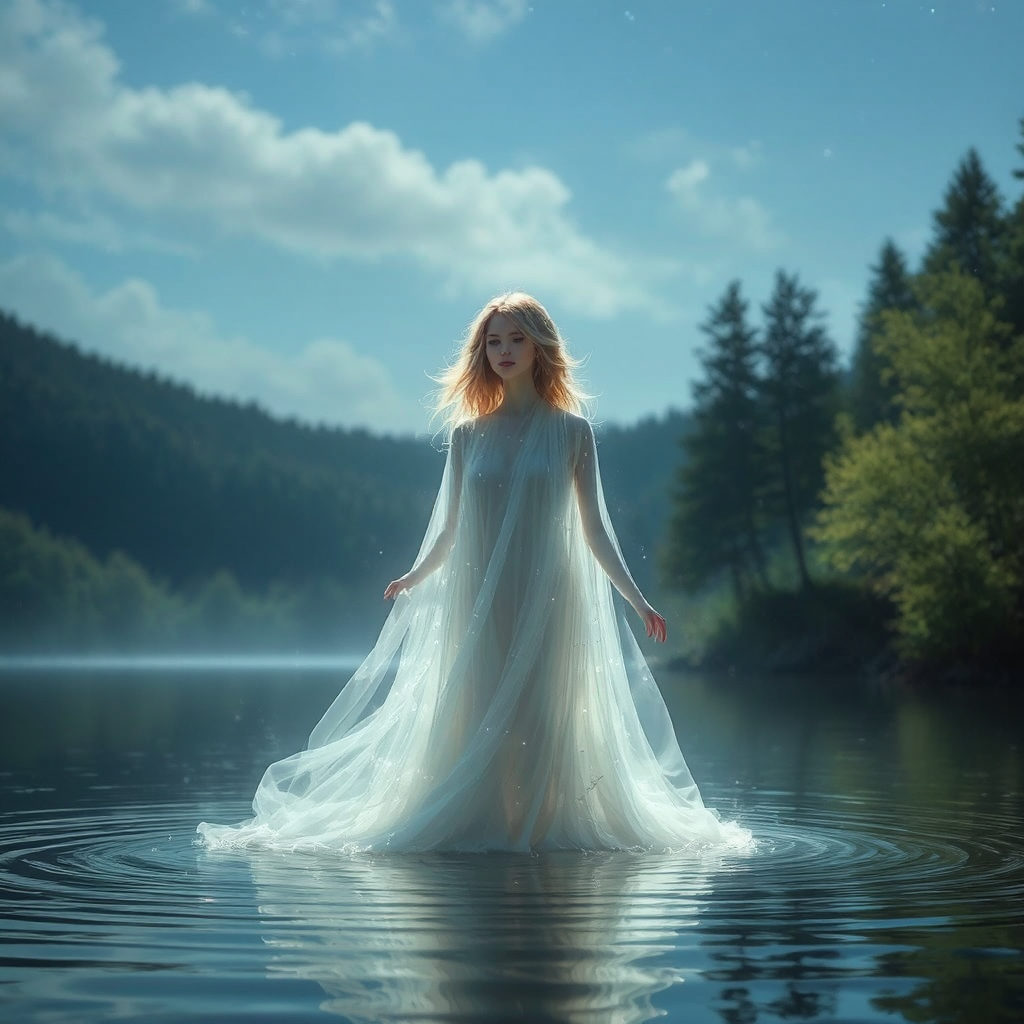 Ethereal ghost rising from