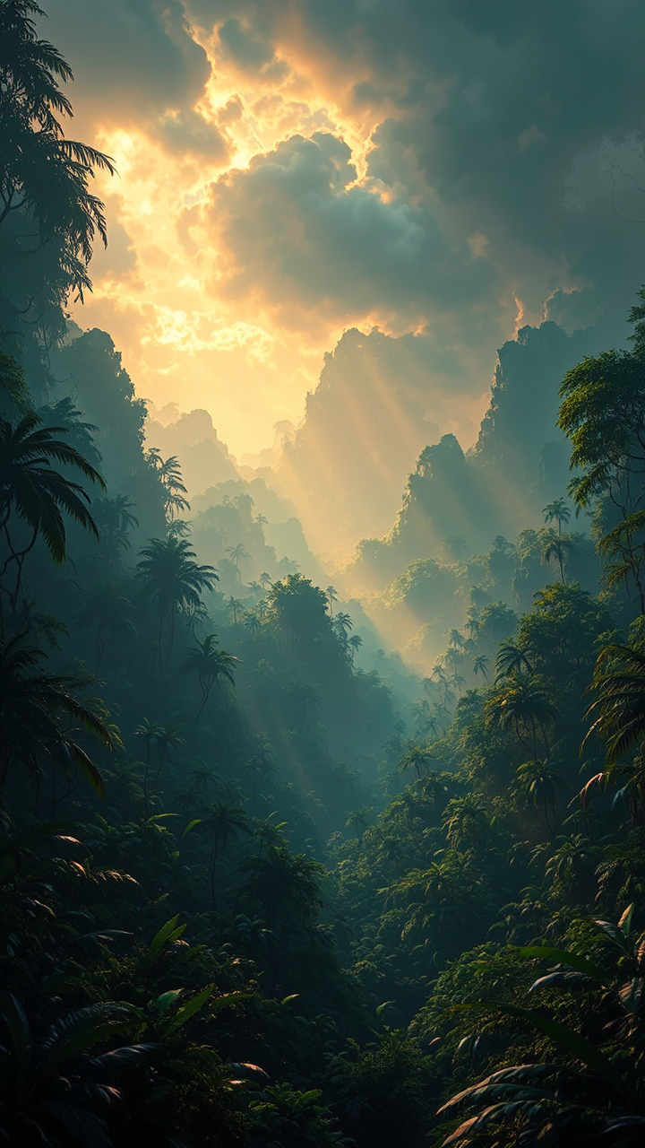 Deep jungle with dramatic