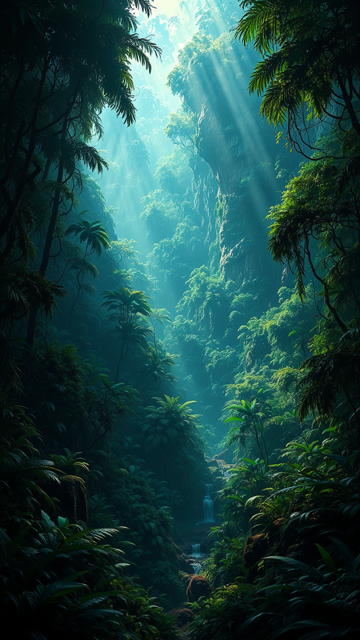 Deep jungle with dramatic
