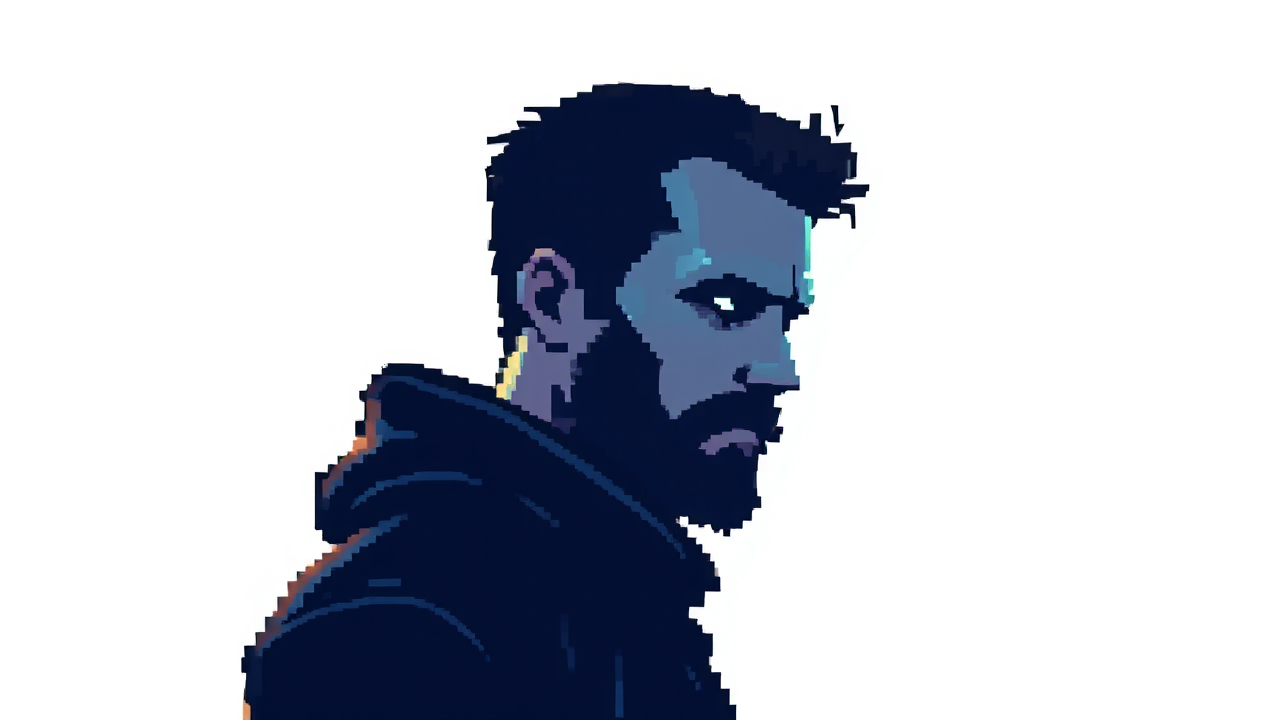Pixel art man with