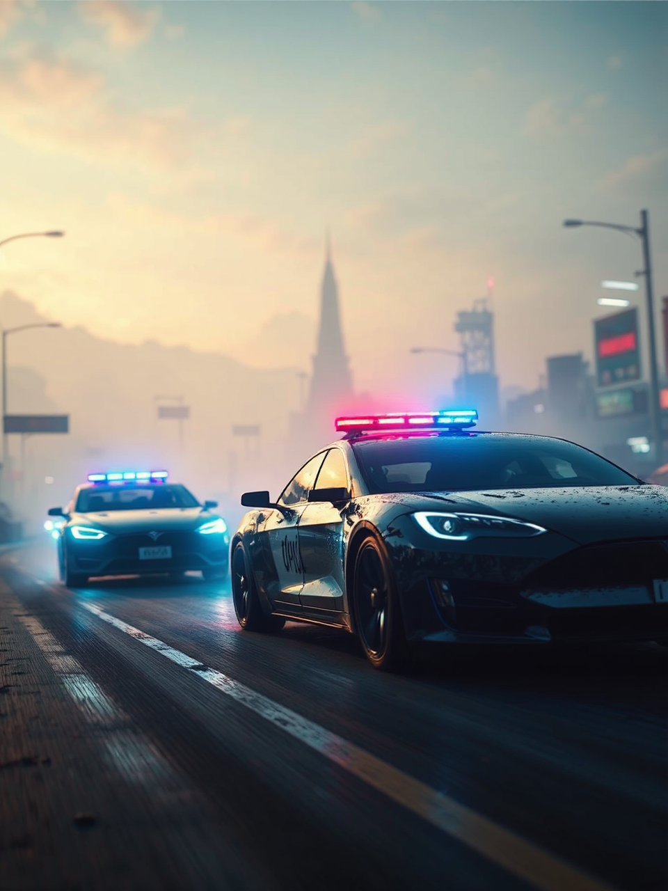 Cyberpunk police car in