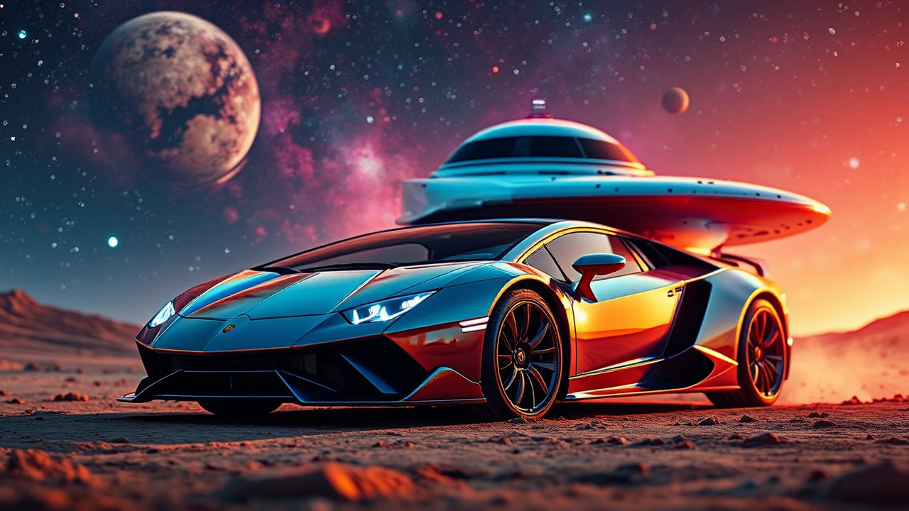 Lamborghini spaceship in deep