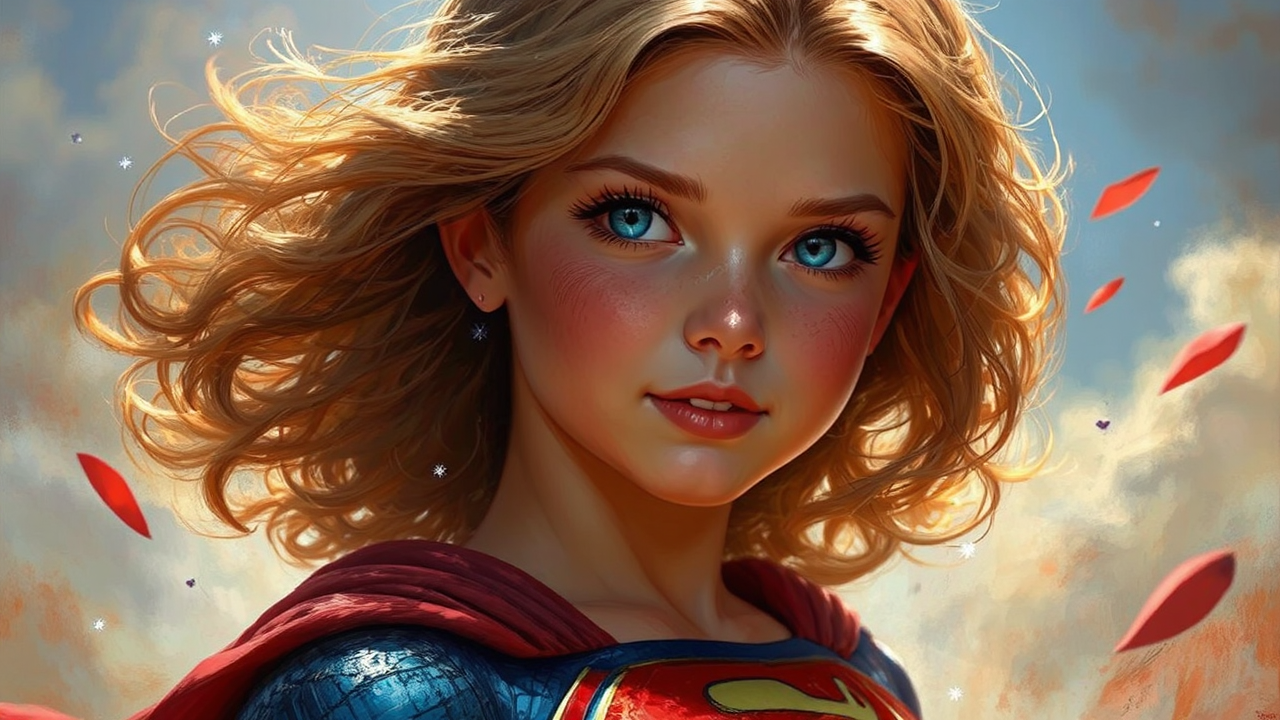 Superheroine woman with wings.