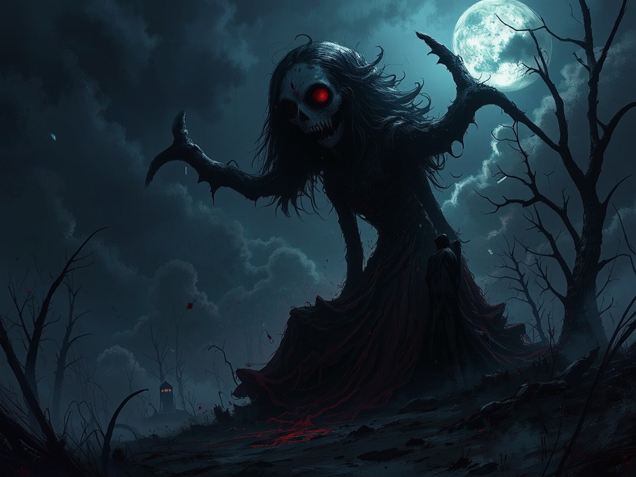 A demonic creature attacks