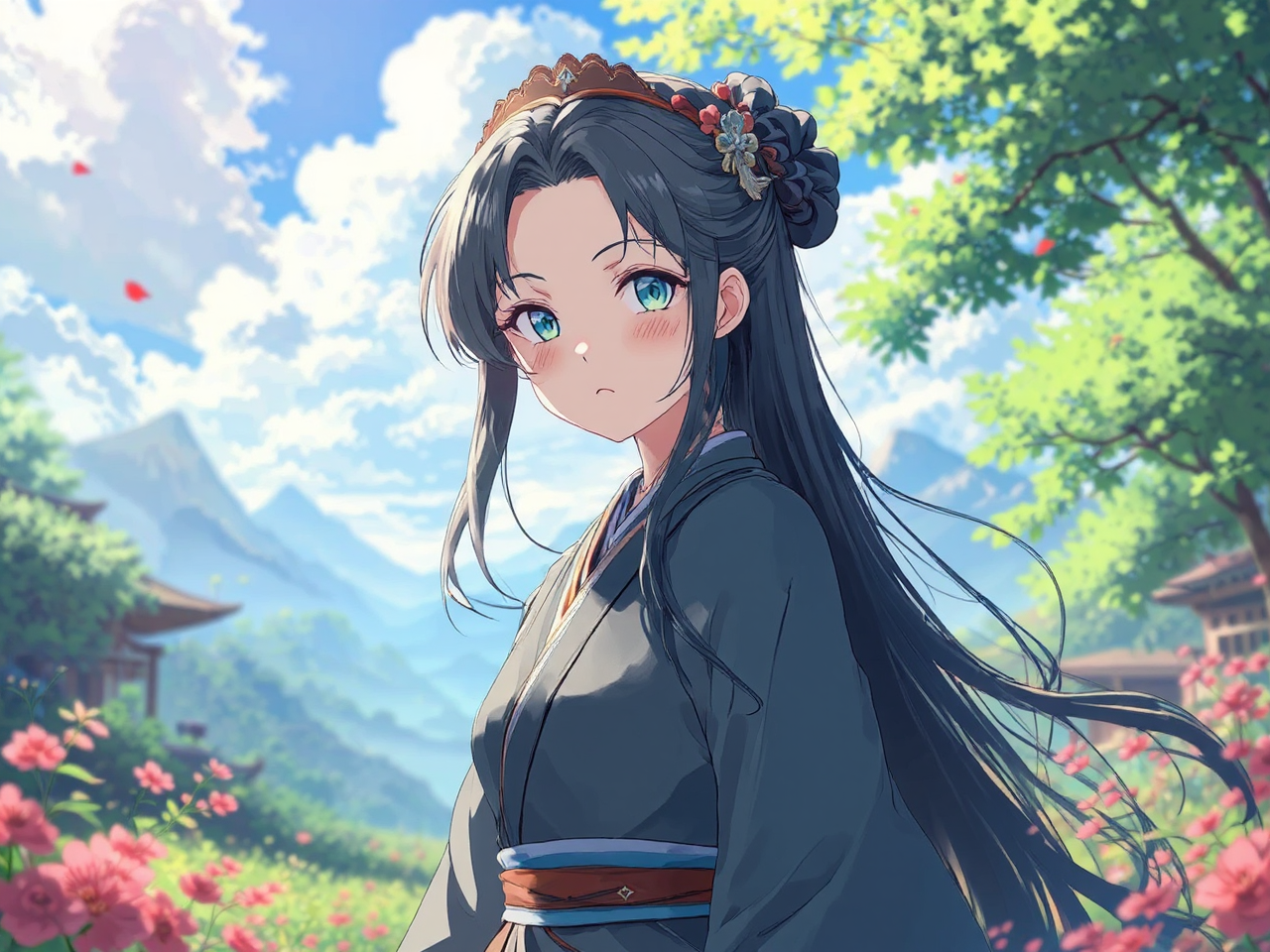 Anime-style background with futuristic