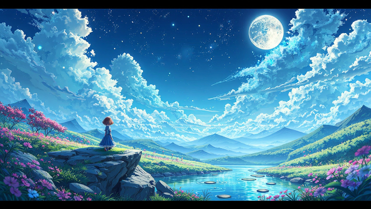 Anime style cityscape at