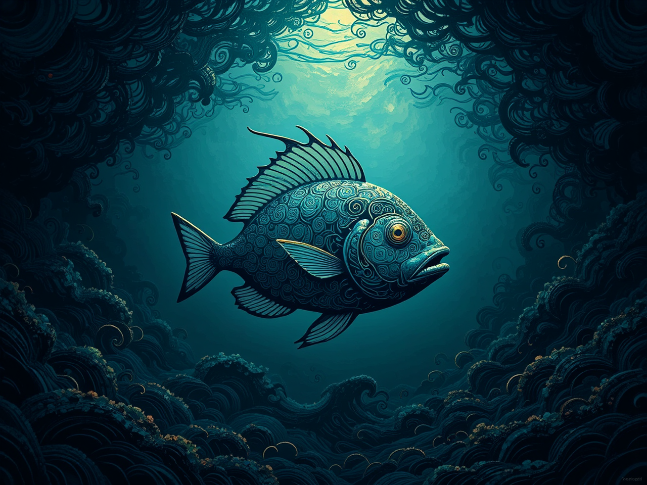 Stylized fish in a