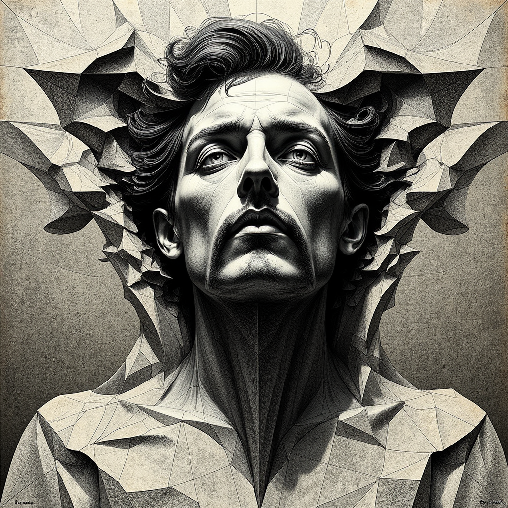 Dynamic figurative postmodern portrait.