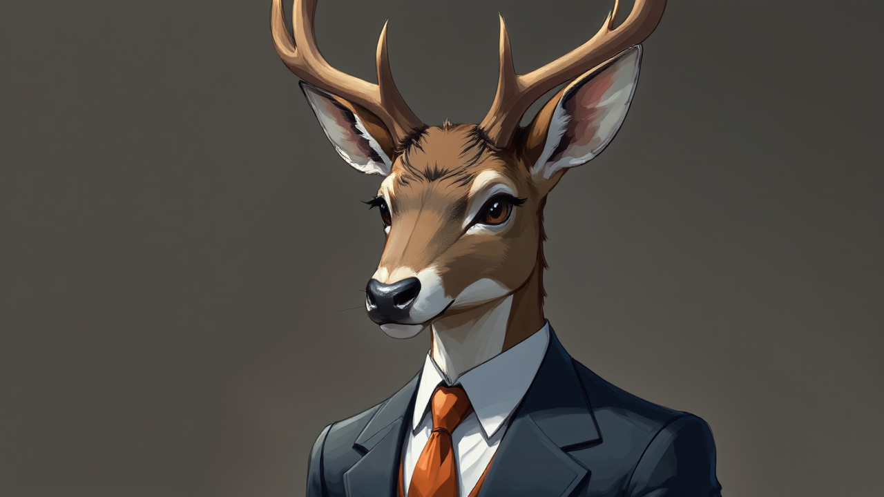 Anthropomorphic deer in business