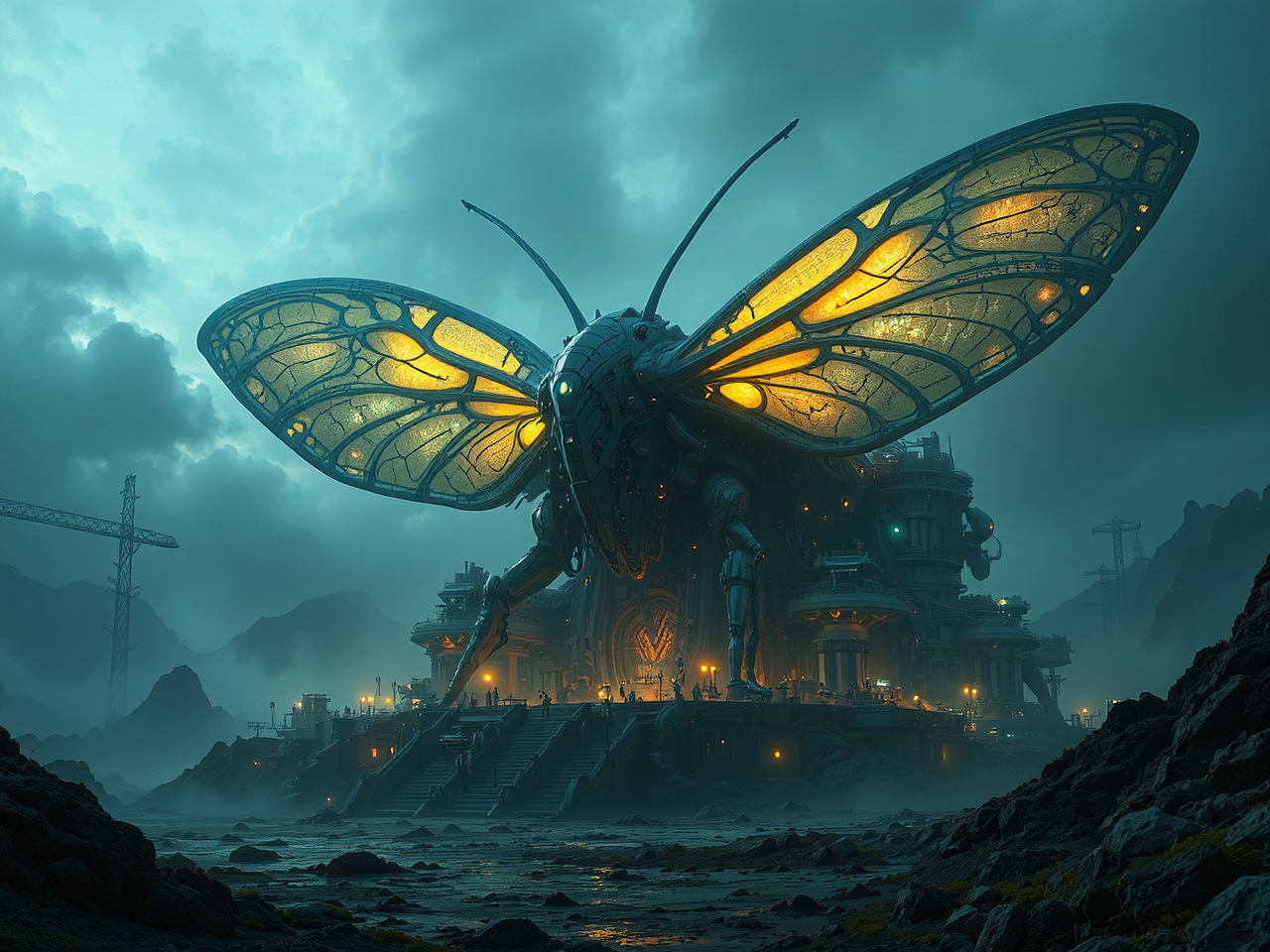 Moth-shaped armored drone at