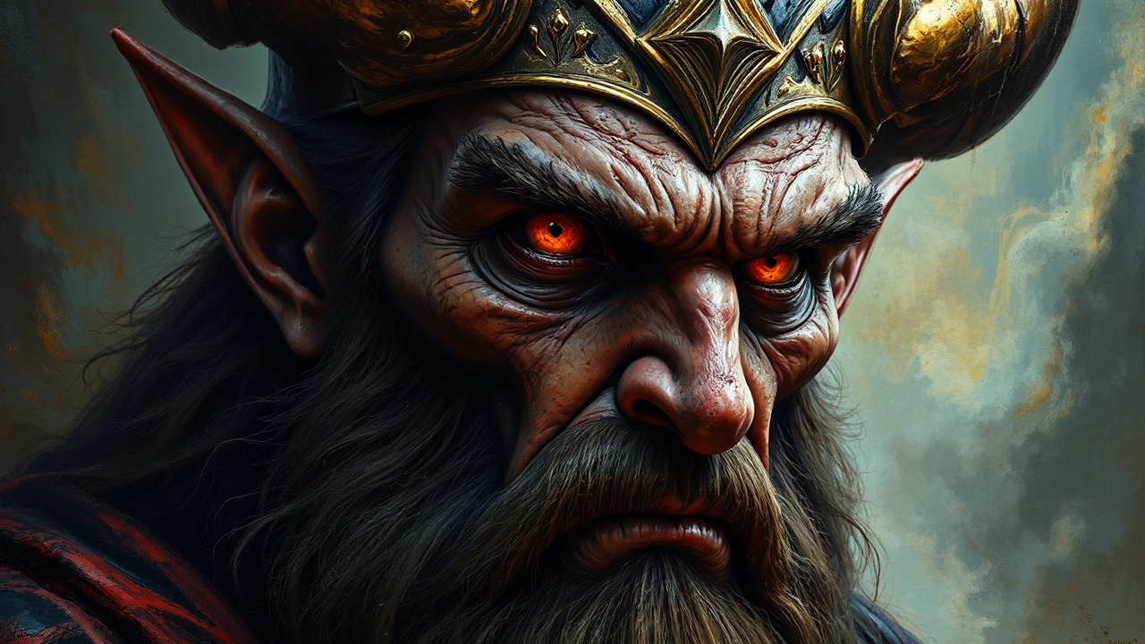 Oil painting of demon