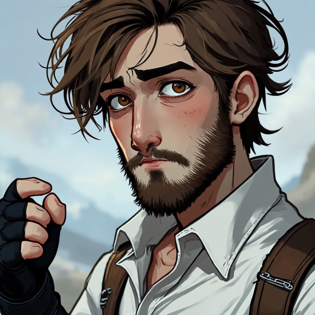 Man in adventurer's outfit