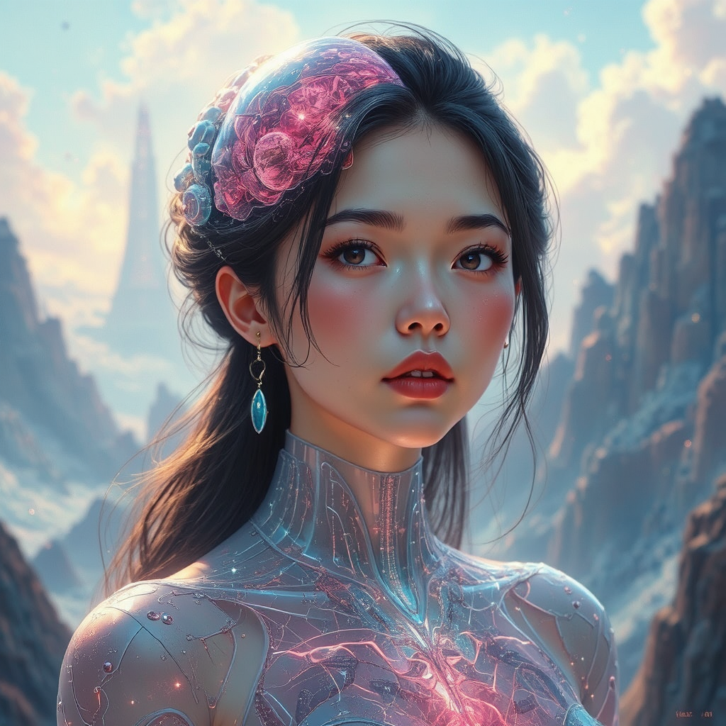 Realistic futuristic digital brain