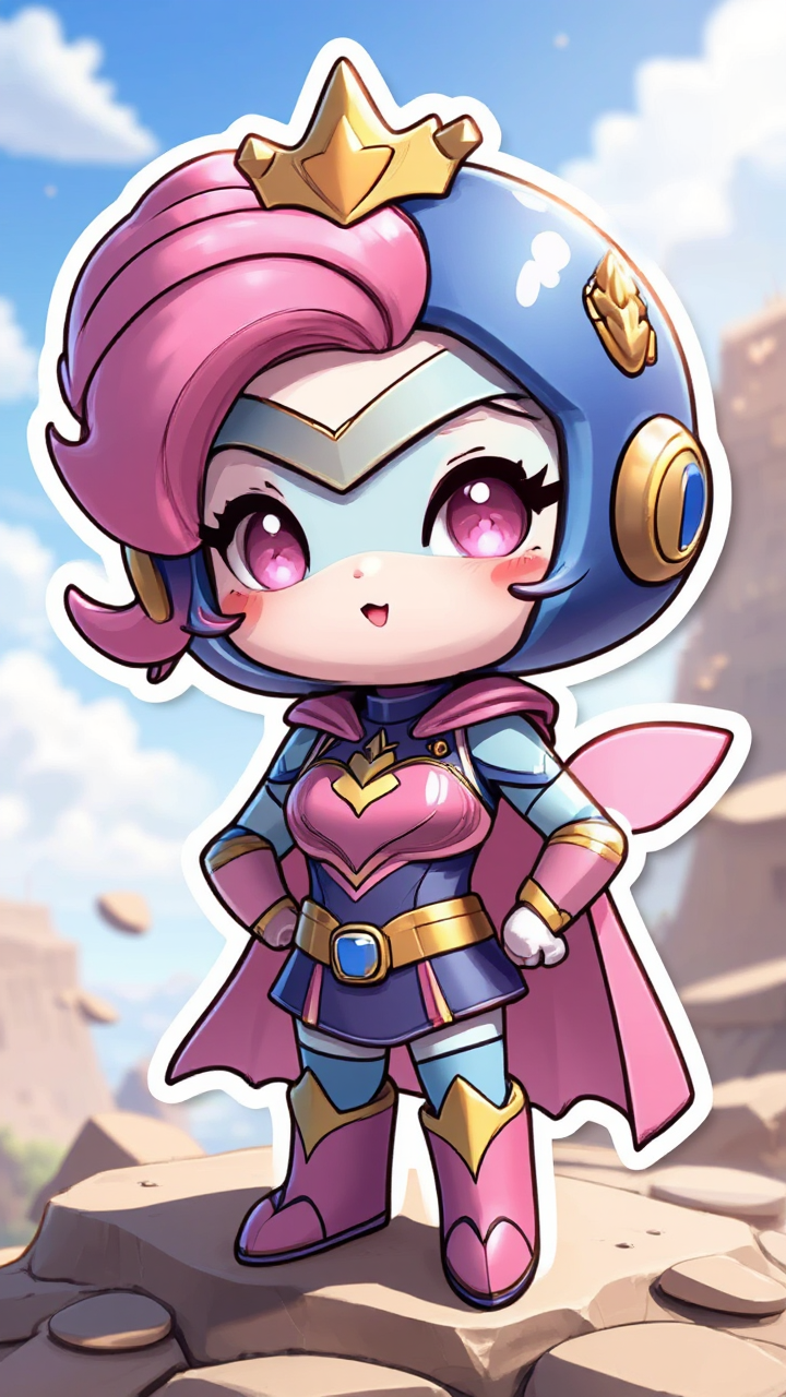 Cute mascot with superhero