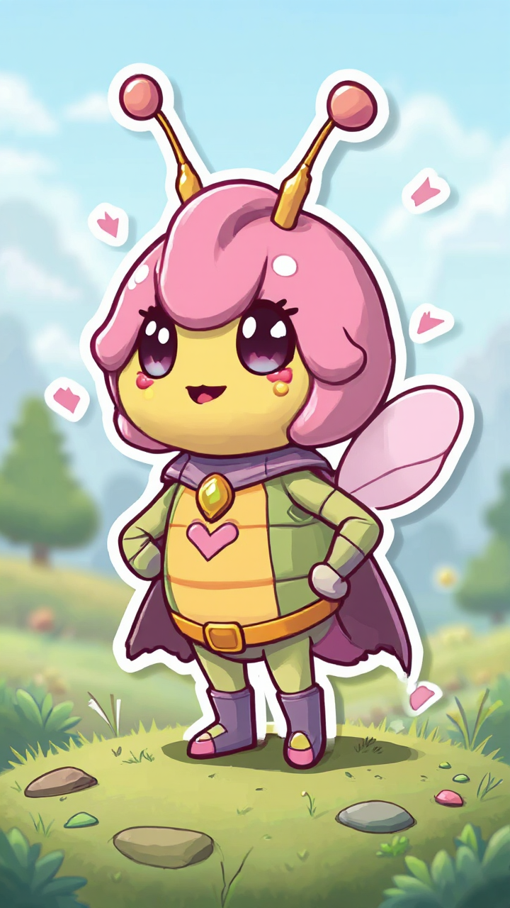 Cute mascot with superhero