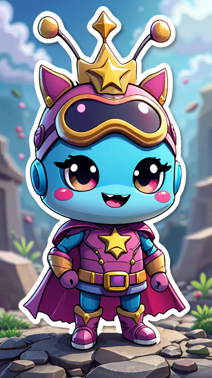 Cute mascot with superhero