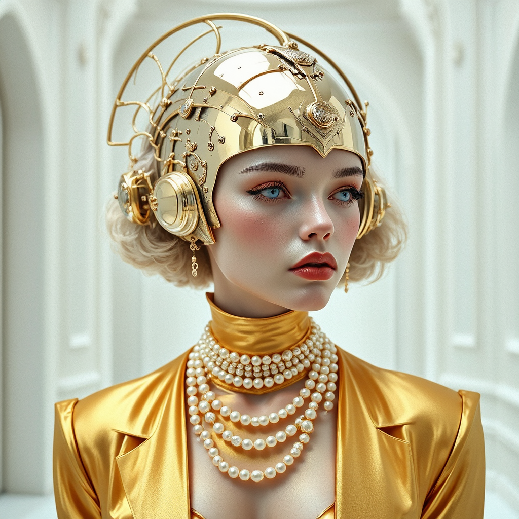 Androgynous female in golden