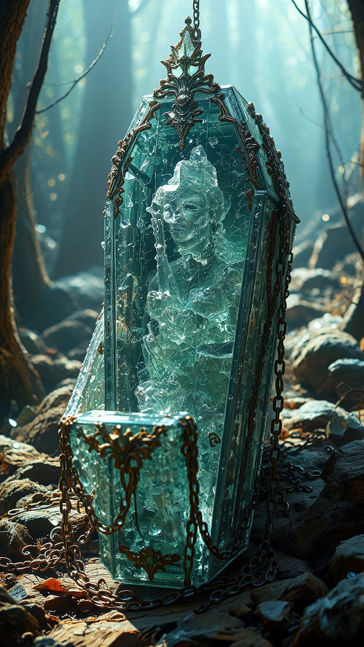 Crystal coffin with intricate
