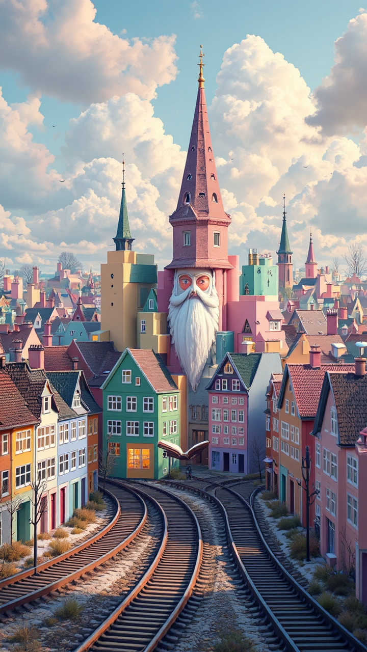 Tetris blocks on rooftops