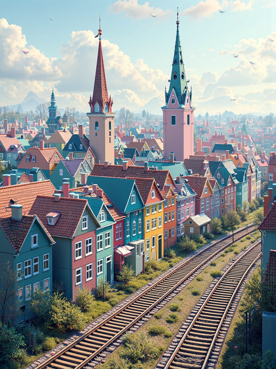 Nordic-style village with magical